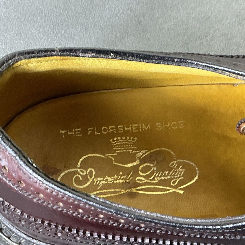 Florsheim Imperial Shell Cordovan Shoes Men’s Wing Tips 10 D Kenmoor - Picture 5 of 13